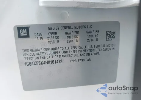 2017 Cadillac Cts Luxury from USA, damaged, VIN 1G6AX5SX4H0161473